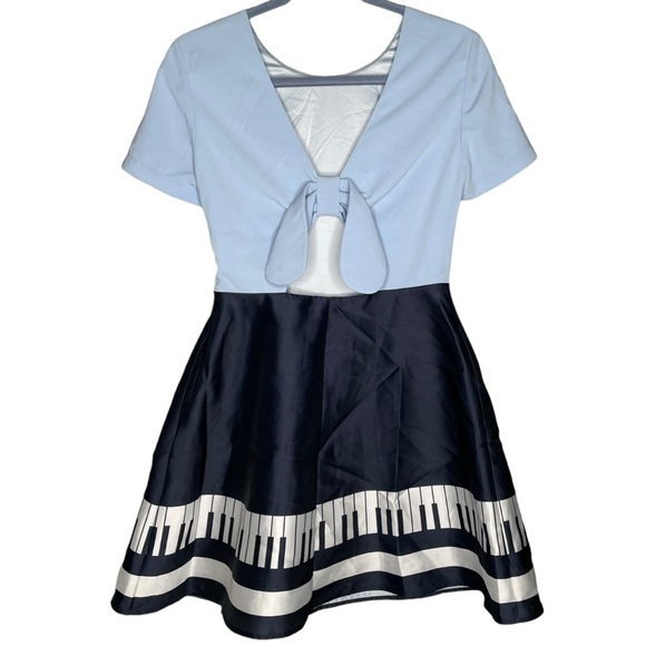 Color Mikibana piano dress NWT skater bow back blue women’s size medium novelty - Picture 2 of 5